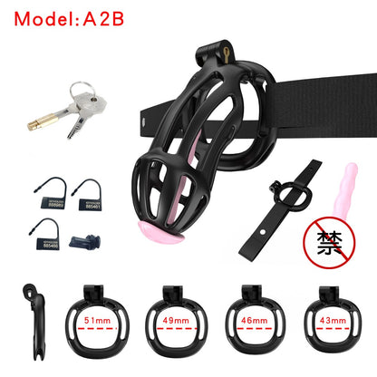 3D Printed Male Chastity Cage – Resin Lock with Strap & Perforated Ring Design for Men
