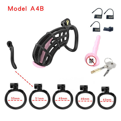 Honeycomb Obedient Chastity Cage – Lightweight Resin, 5 Ring Sizes & Built-in Lock
