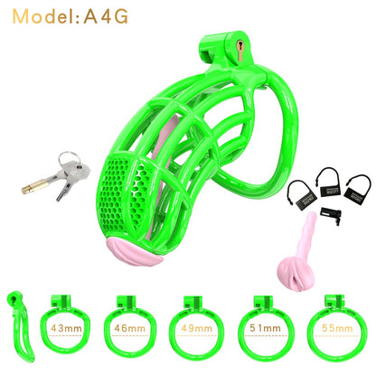Honeycomb Obedient Chastity Cage – Lightweight Resin, 5 Ring Sizes & Built-in Lock