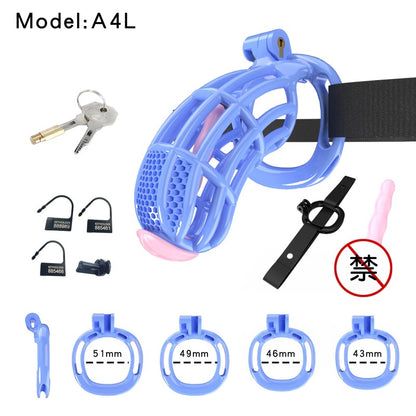 Honeycomb Obedient Chastity Cage – Lightweight Resin, 5 Ring Sizes, Built-in Lock & Strap-Designed Rings