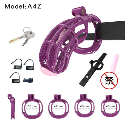 Honeycomb Obedient Chastity Cage – Lightweight Resin, 5 Ring Sizes, Built-in Lock & Strap-Designed Rings