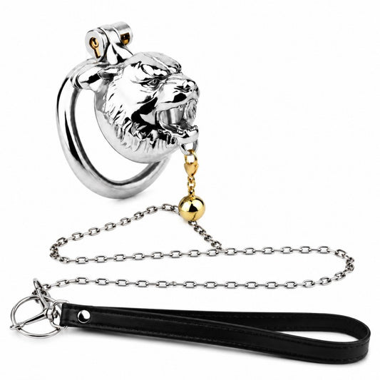 Metal Beast Tiger & Bull Chastity Cage with Bell