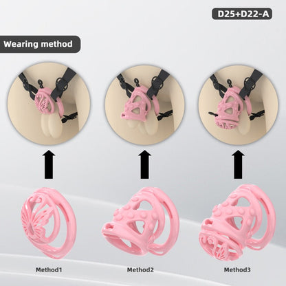 Butterfly Soft-Spike Chastity Cage with Adjustable Harness