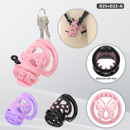 Butterfly Soft-Spike Chastity Cage with Adjustable Harness