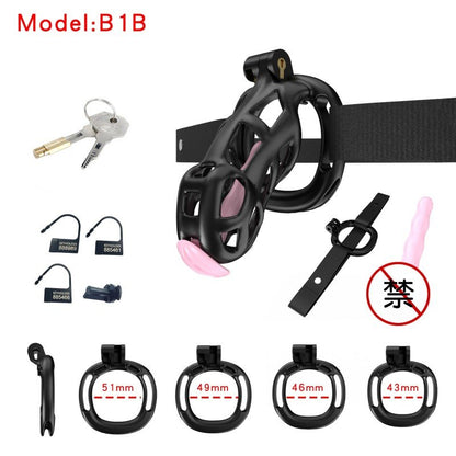 Black Viper Chastity Cage – 5 Sizes Available, Wearable Base Ring Design