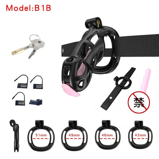 Black Viper Chastity Cage – 5 Sizes Available, Wearable Base Ring Design