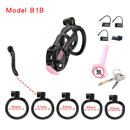 3D Printed Male Chastity Cage with Lock & 5 Rings – Resin Virginity Device for Men