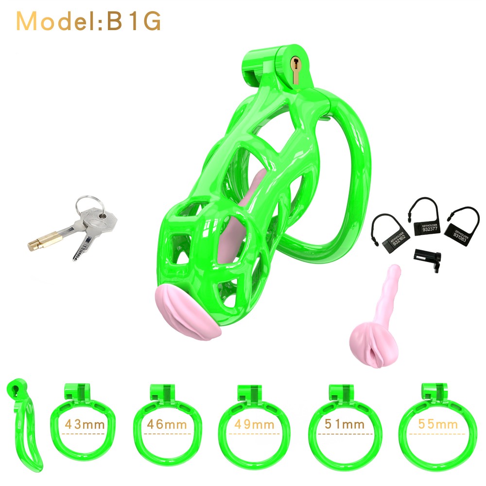 3D Printed Male Chastity Cage with Lock & 5 Rings – Resin Virginity Device for Men