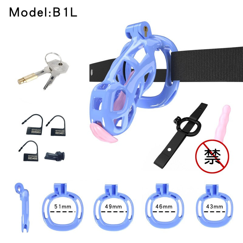 Blue Viper Chastity Cage – 5 Sizes, Wearable Base Ring, Sleek Snake Design