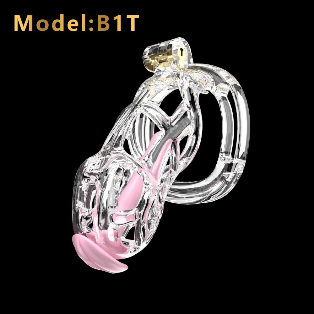 3D Printed Male Chastity Cage with Lock & 5 Rings – Resin Virginity Device with Strap for Men
