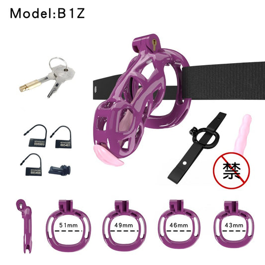Purple Viper Chastity Cage – 5 Sizes, Wearable Base Ring, Sleek Snake Design