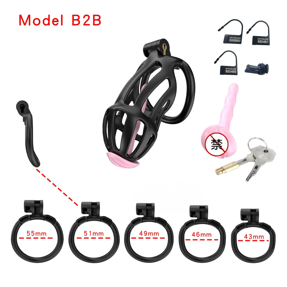 3D Printed Male Chastity Cage – Lightweight Penis Lock with 5 Rings for Erection Control & Bondage Fun