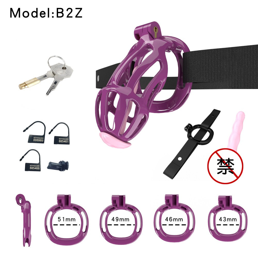 3D Printed Male Chastity Cage – Resin Lock with Strap & Perforated Ring Design for Men