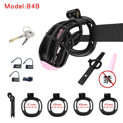Honeycomb Obedient Chastity Cage – Lightweight Resin, 5 Ring Sizes, Built-in Lock & Strap-Designed Rings