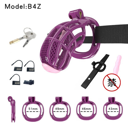 Honeycomb Obedient Chastity Cage – Lightweight Resin, 5 Ring Sizes, Built-in Lock & Strap-Designed Rings