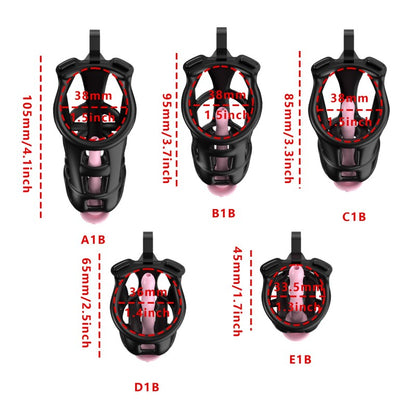 Black Viper Chastity Cage – 5 Sizes Available, Wearable Base Ring Design