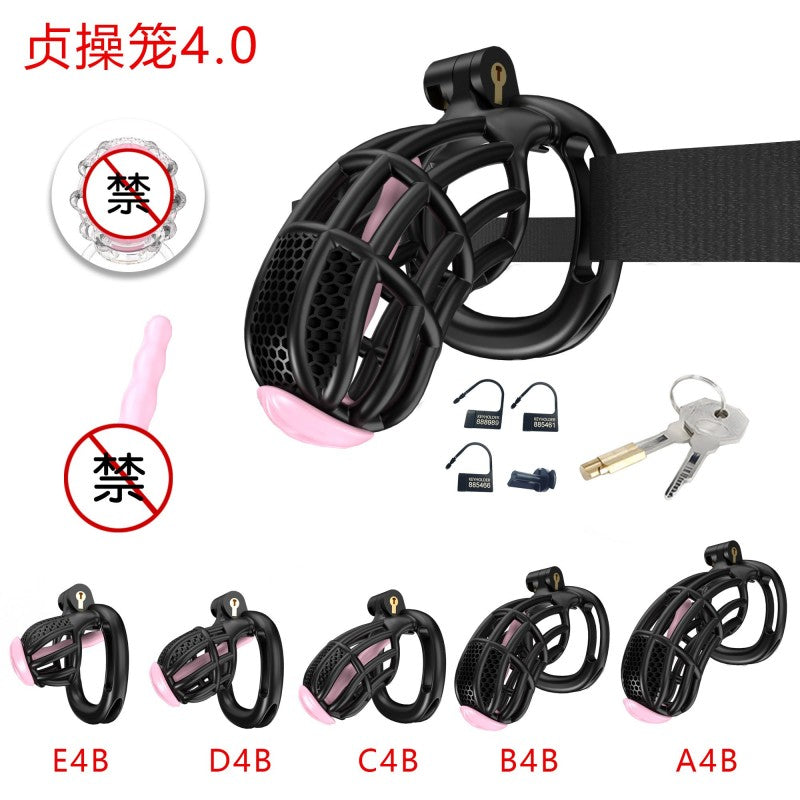 Honeycomb Obedient Chastity Cage – Lightweight Resin, 5 Ring Sizes, Built-in Lock & Strap-Designed Rings