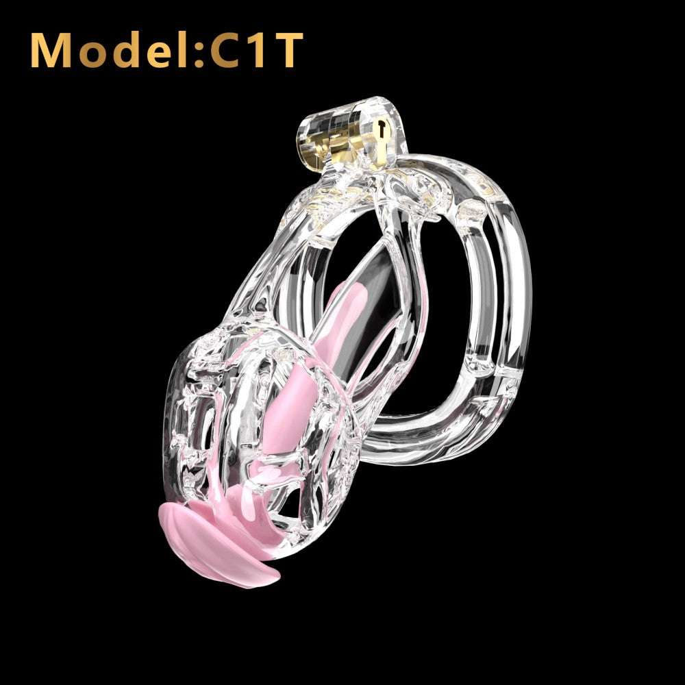3D Printed Male Chastity Cage with Lock & 5 Rings – Resin Virginity Device with Strap for Men
