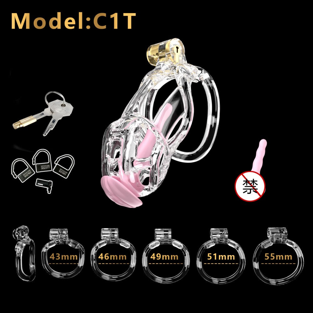 3D Printed Male Chastity Cage with Lock & 5 Rings – Resin Virginity Device for Men