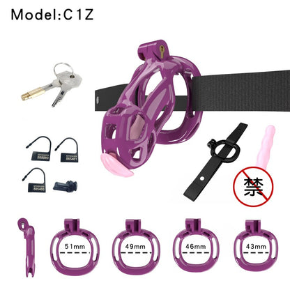 Purple Viper Chastity Cage – 5 Sizes, Wearable Base Ring, Sleek Snake Design
