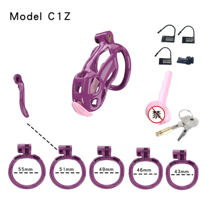 3D Printed Male Chastity Cage with Lock & 5 Rings – Resin Virginity Device for Men