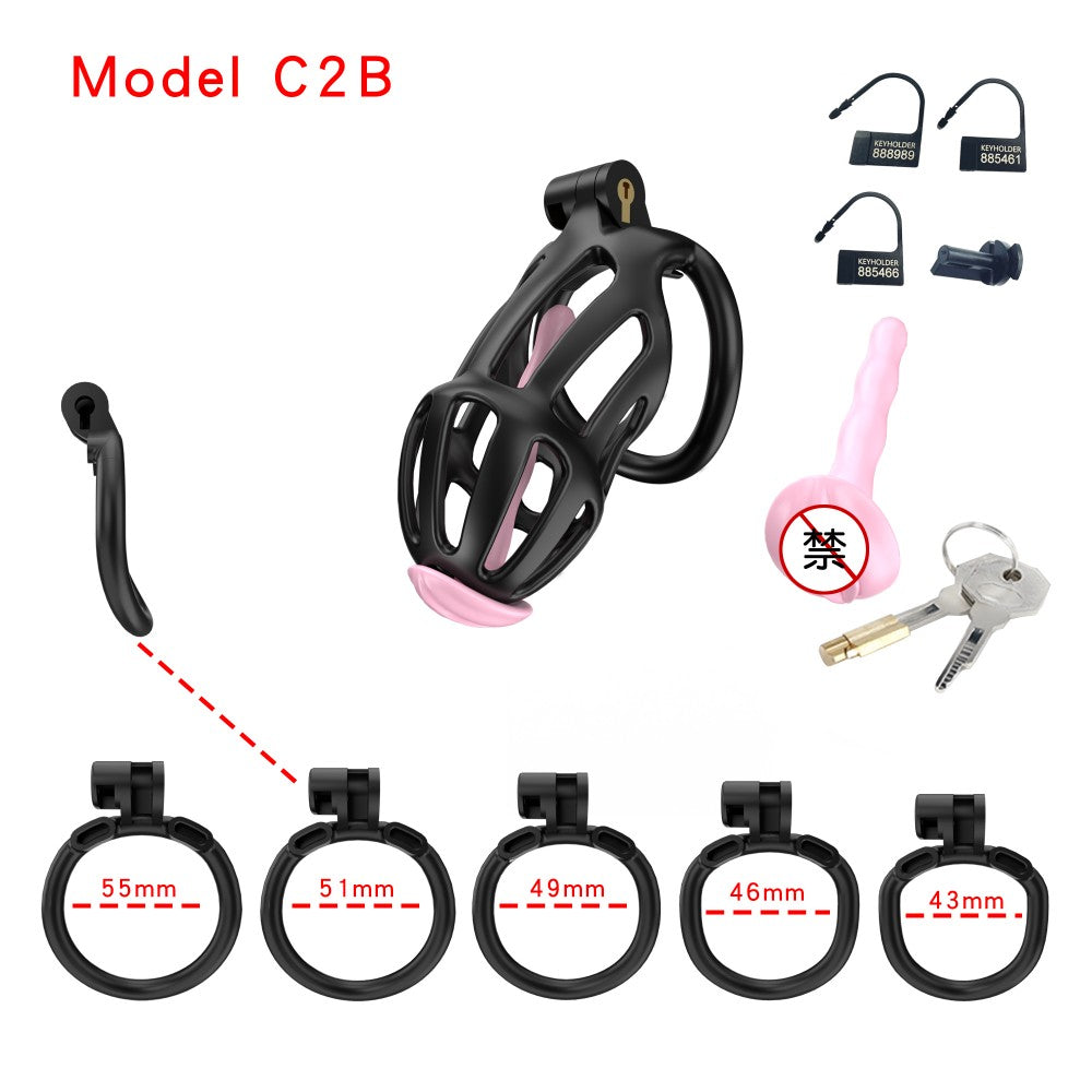 3D Printed Male Chastity Cage – Lightweight Penis Lock with 5 Rings for Erection Control & Bondage Fun