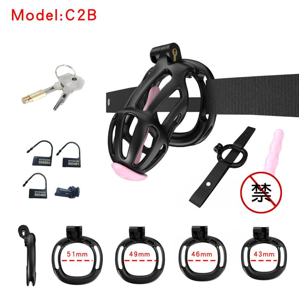 3D Printed Male Chastity Cage – Resin Lock with Strap & Perforated Ring Design for Men