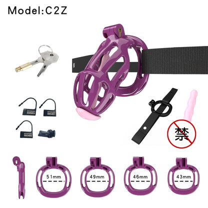 3D Printed Male Chastity Cage – Resin Lock with Strap & Perforated Ring Design for Men