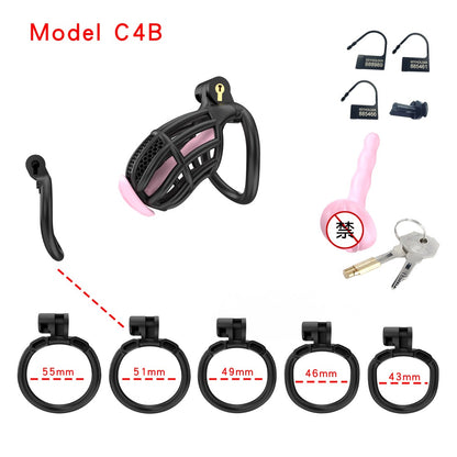Honeycomb Obedient Chastity Cage – Lightweight Resin, 5 Ring Sizes & Built-in Lock