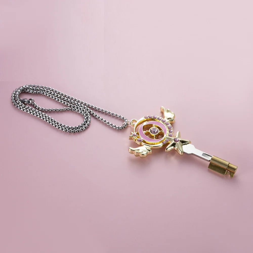 Magical Girl Chastity Key Necklace Set – Anime Wand Style Lock & Key Accessory for Chastity Cages