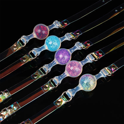 Colorful Ballgag Crystal Ballgag Silicone Mouth Gag Adjustable BDSM Gag Bondage Mouth Restraint
