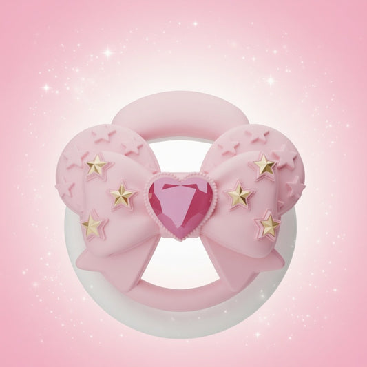 Cute Pink Bow Heart Gem Lockable Chastity Cage – Ultra Mini Lock Core, Discreet Kawaii Silicone Chastity Device
