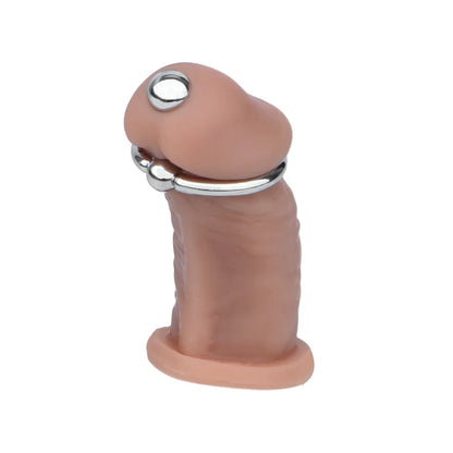 Spiral Textured Prince Albert Wand - 304 Steel Urethral Sound with Ring