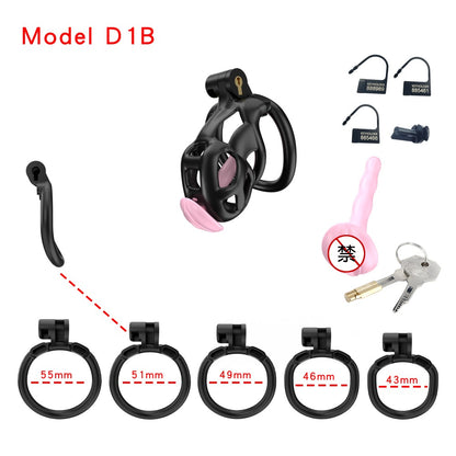 3D Printed Male Chastity Cage with Lock & 5 Rings – Resin Virginity Device for Men