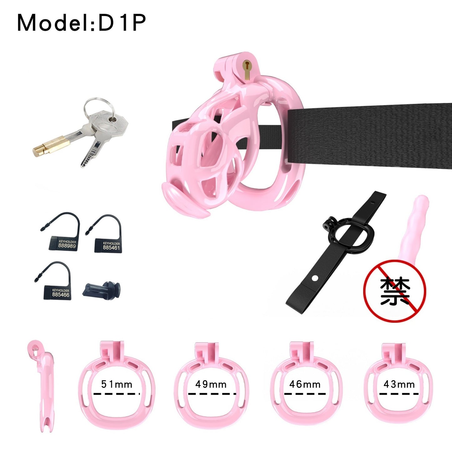 Pink Viper Chastity Cage – 5 Sizes Available, Wearable Base Ring Design