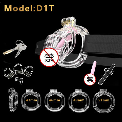 3D Printed Male Chastity Cage with Lock & 5 Rings – Resin Virginity Device with Strap for Men