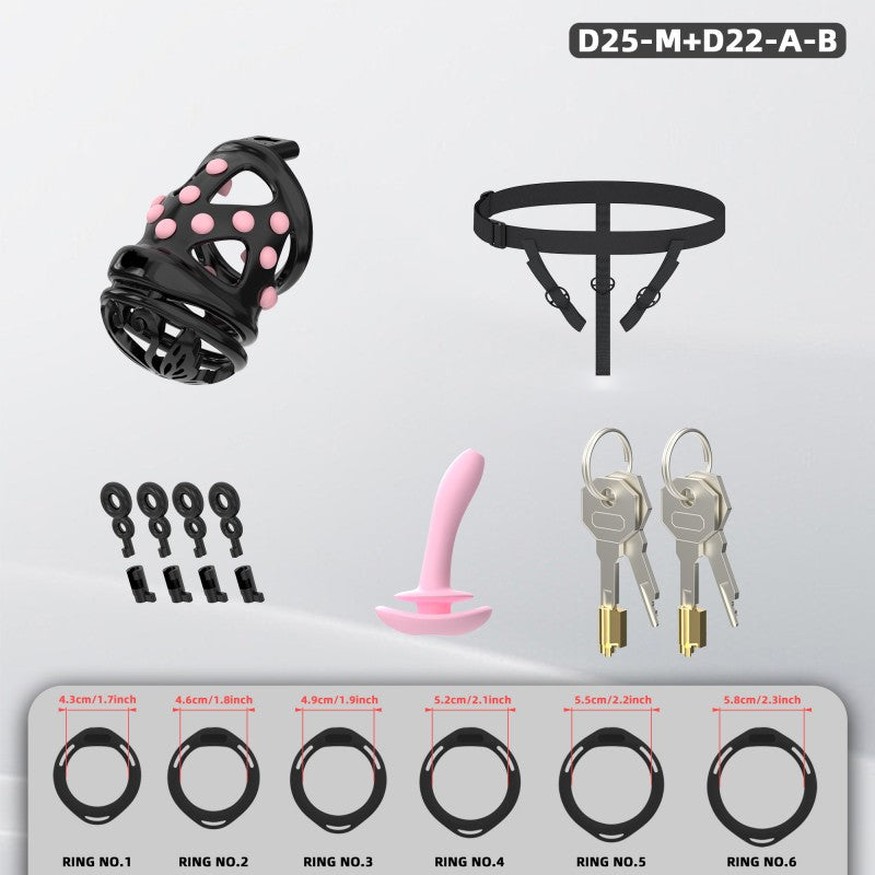 Butterfly Soft-Spike Chastity Cage with Adjustable Harness