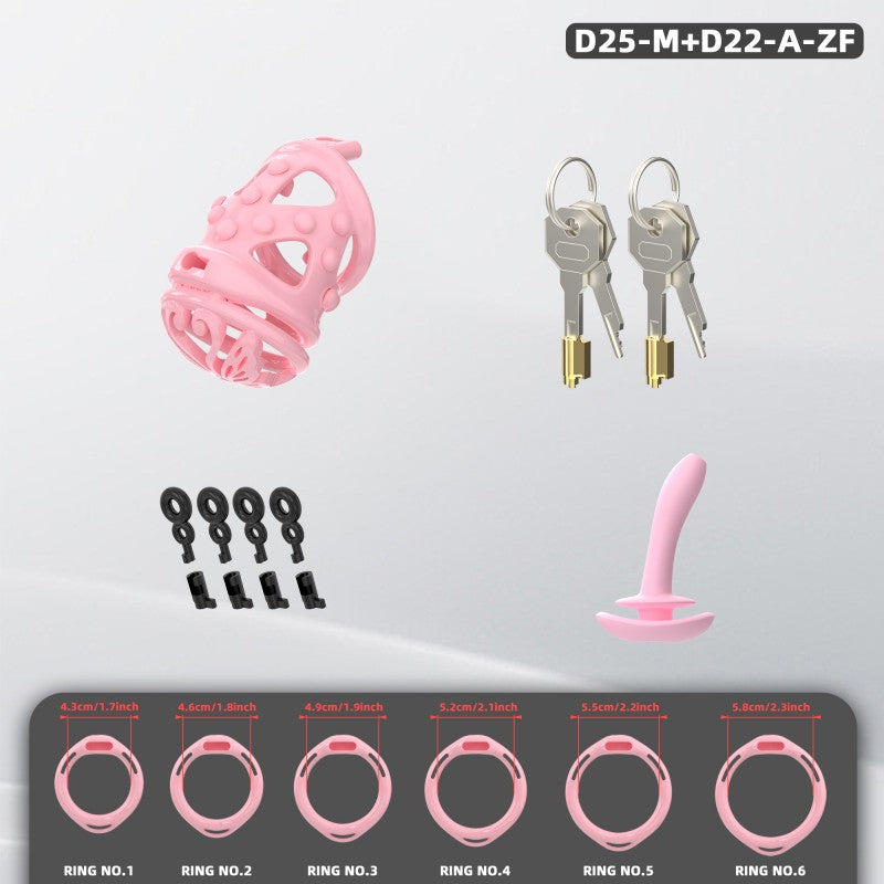 Butterfly Soft-Spike Chastity Cage with Adjustable Harness