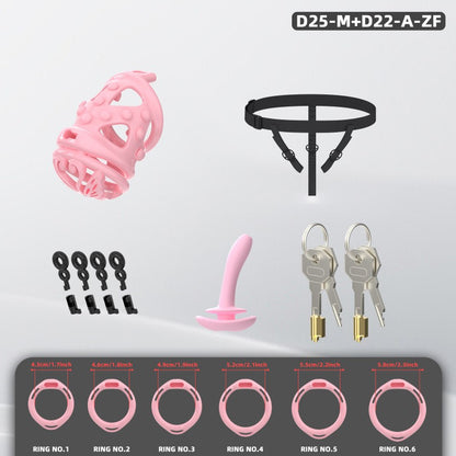 Butterfly Soft-Spike Chastity Cage with Adjustable Harness