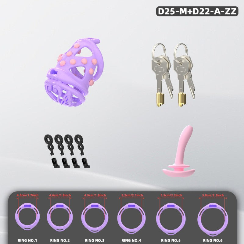Butterfly Soft-Spike Chastity Cage with Adjustable Harness
