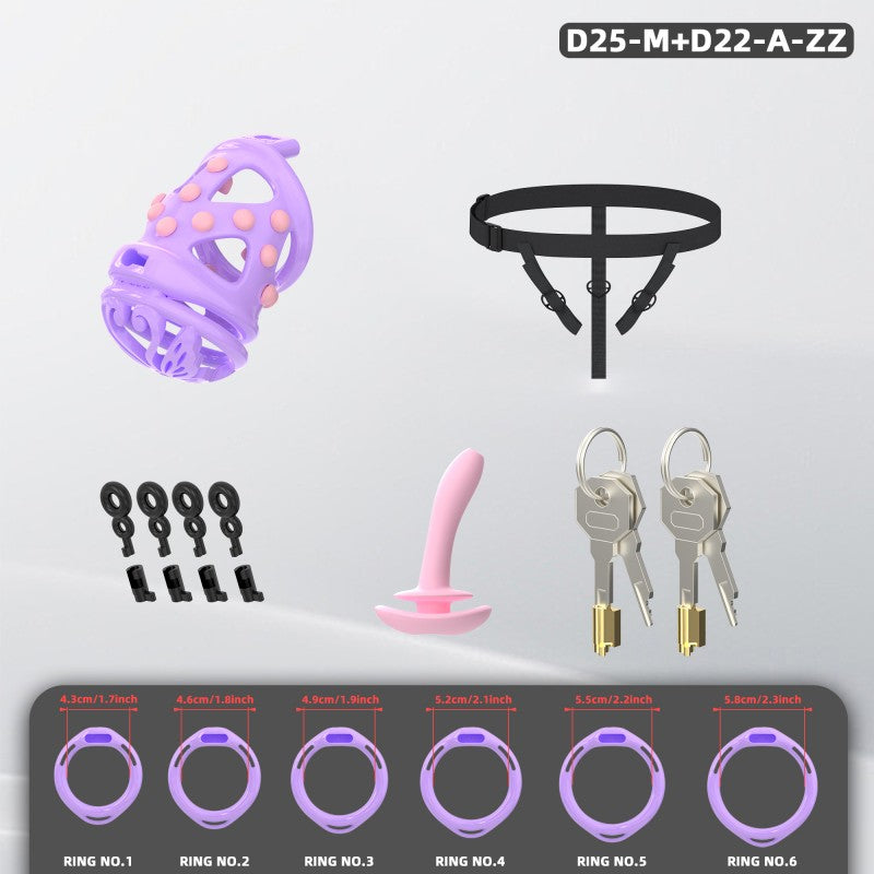Butterfly Soft-Spike Chastity Cage with Adjustable Harness