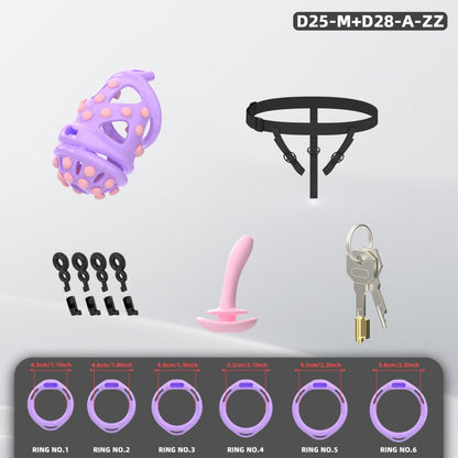 Silicone Soft Nail Chastity Cage | Male Chastity Device with Airport-Security Plastic Lock – 3 Wearing Methods, Pink/Black/Purple, S/M Sizes