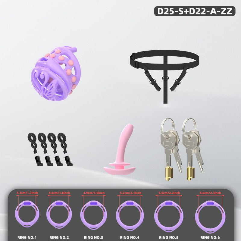 Butterfly Soft-Spike Chastity Cage with Adjustable Harness