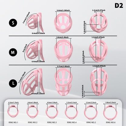 Hollow Design Chastity Cage | Adjustable Ring Locking Device with Harness Strap (D2)
