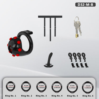 Adjustable Chastity Cage with Removable Silicone Studs | Remote Plug Compatible Locking Device