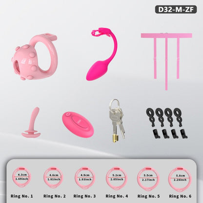 Adjustable Chastity Cage with Removable Silicone Studs | Remote Plug Compatible Locking Device