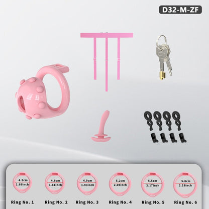 Adjustable Chastity Cage with Removable Silicone Studs | Remote Plug Compatible Locking Device