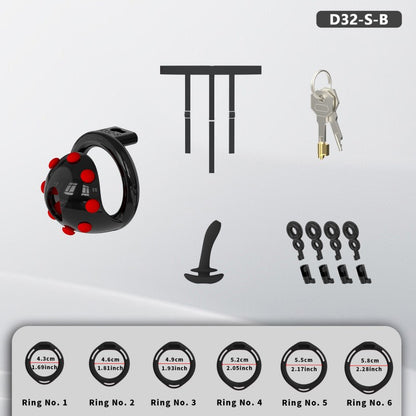Adjustable Chastity Cage with Removable Silicone Studs | Remote Plug Compatible Locking Device