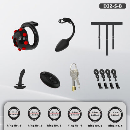 Adjustable Chastity Cage with Removable Silicone Studs | Remote Plug Compatible Locking Device
