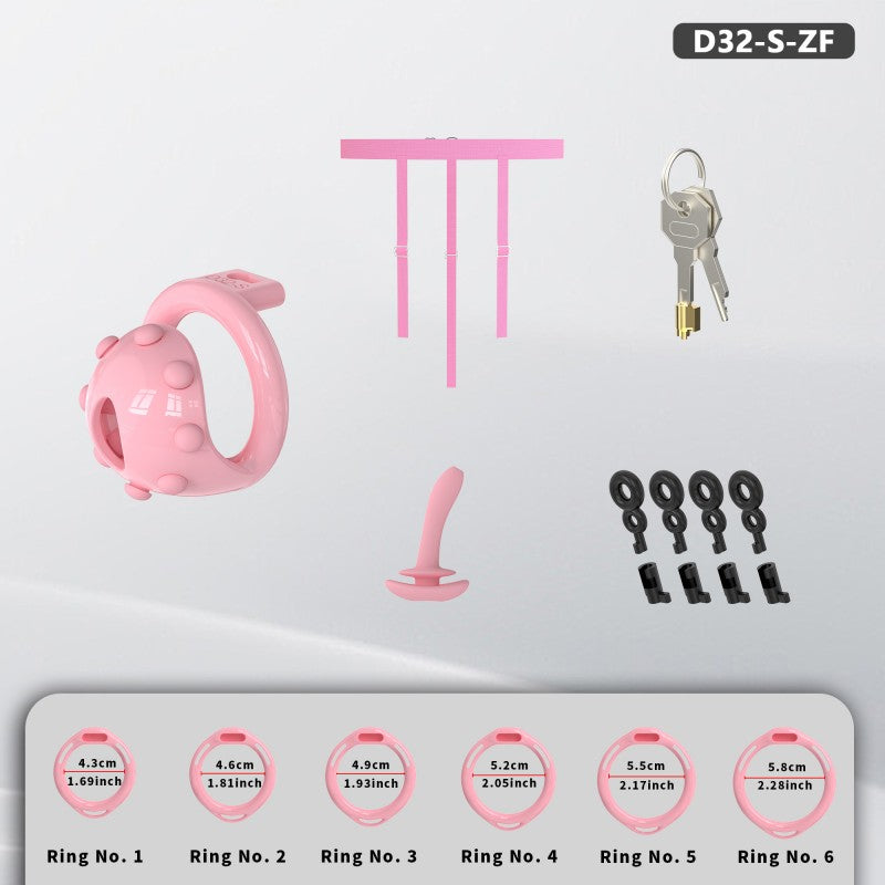 Adjustable Chastity Cage with Removable Silicone Studs | Remote Plug Compatible Locking Device